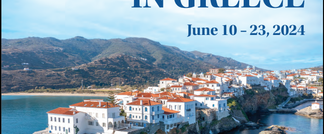 Island-hopping in Greece with picture of a Greek village