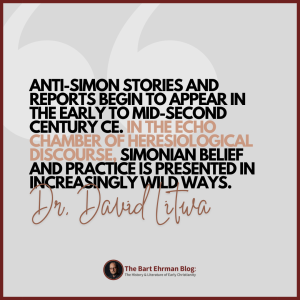 Anti-Simon stories and reports begin to appear in the early to mid-second century CE. In the echo chamber of heresiological discourse, Simonian belief and practice is presented in increasingly wild ways.