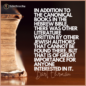 In addition to the canonical books in the Hebrew Bible, there was other literature written by other Jewish authors that cannot be found there, but that is of great importance for anyone interested in it.