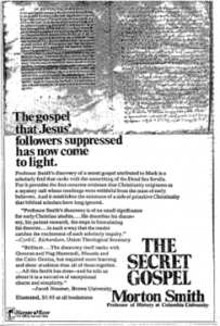Ad for book: "The Secret Gospel" by Morton Smith